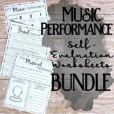 Music Performance Self-Evaluation Worksheets Bundle Digital Resources